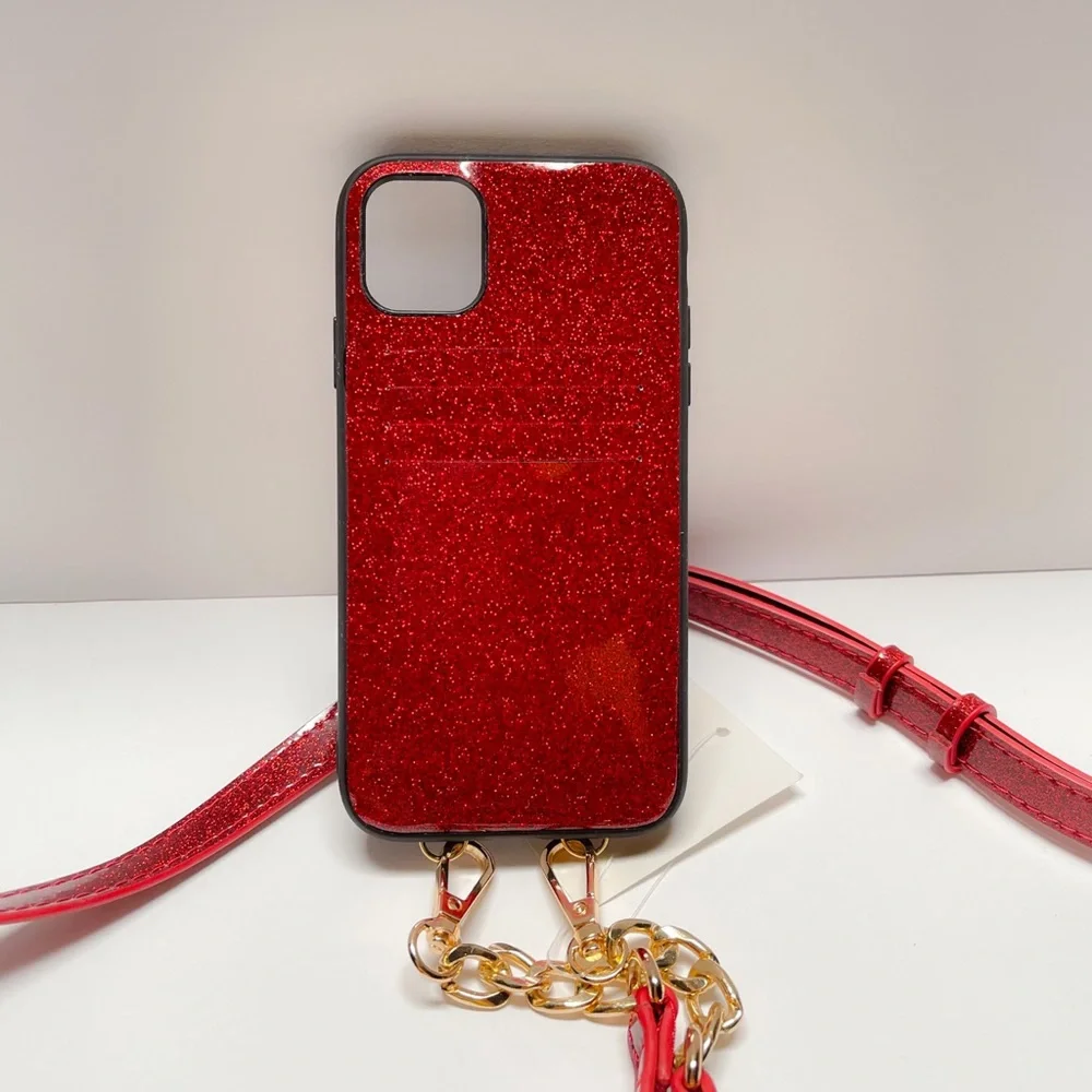 Nordstrom iPhone 11 Red Glitter Crossbody Phone Case - Picture 4 of 4